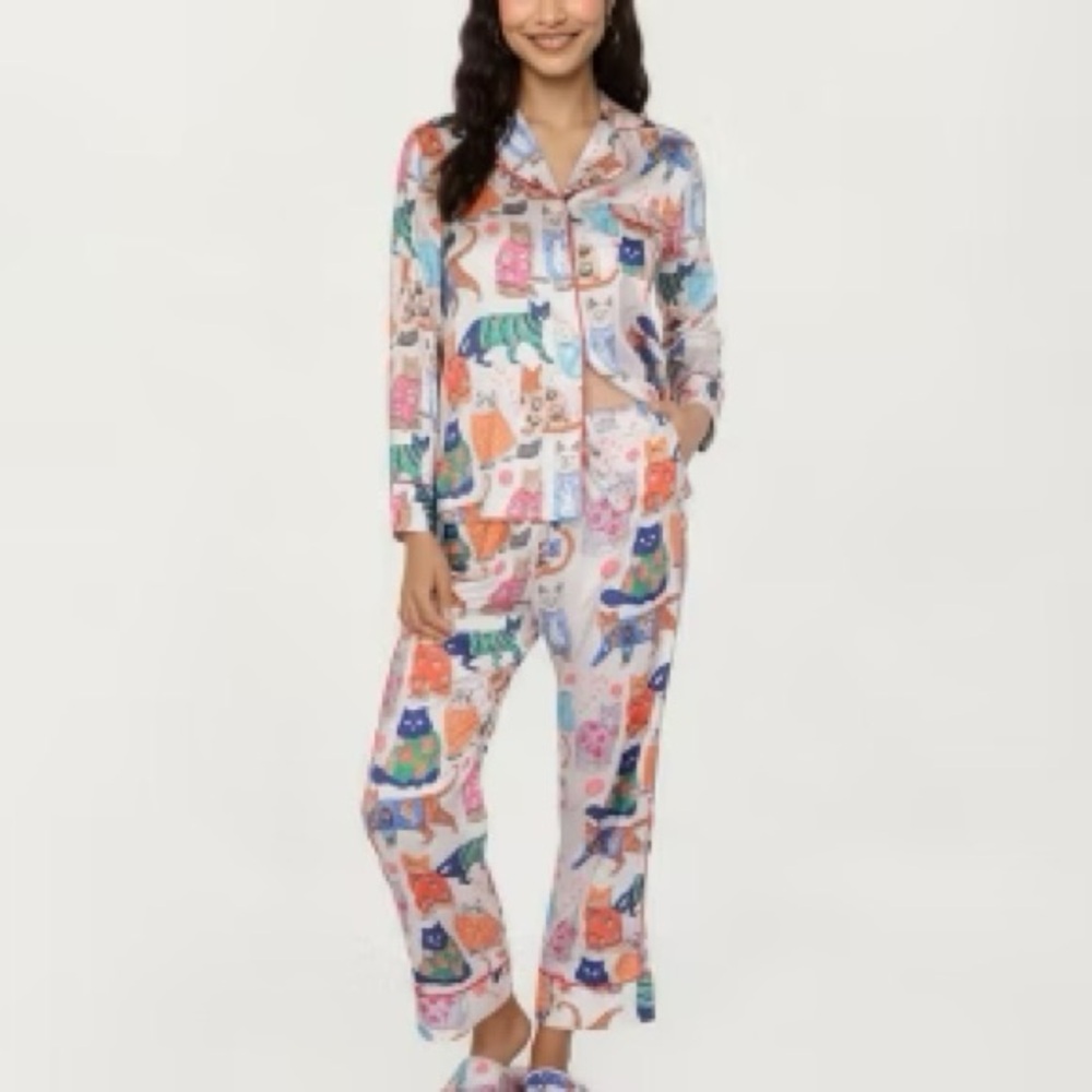New Anna-Kaci Playful Cat Print Kids Pajama Set Small